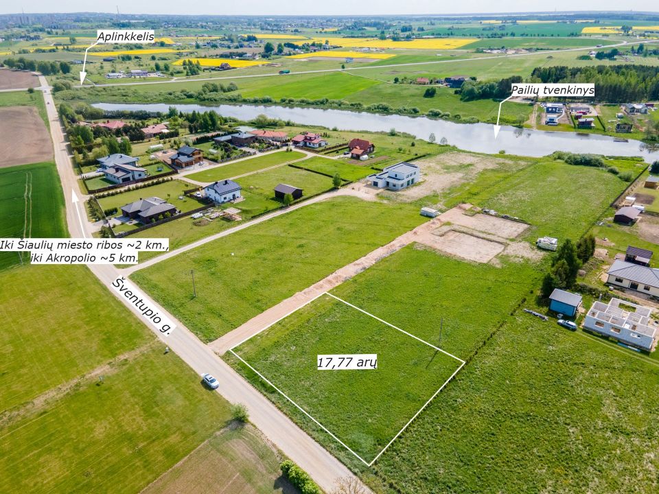 Liko paskutinis 17.77 arų sklypas. Parduodami sklypai prie vandens telkinio Šventupio g., Pailių k., Šiaulių raj.