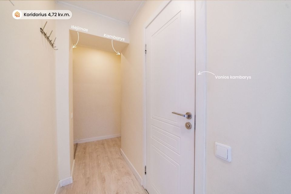 Miesto centre, parduodamas šiuolaikiško interjero 2 kambarių butas, Ežero g. 3, Šiauliuose