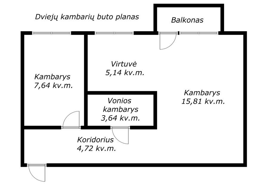Miesto centre, parduodamas šiuolaikiško interjero 2 kambarių butas, Ežero g. 3, Šiauliuose
