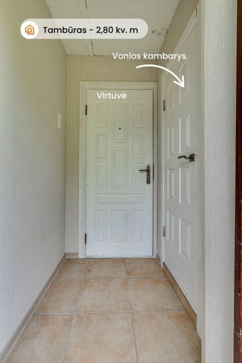 Parduodama įrengta rąstinio namo dalis 42,23 kv. m ploto su sklypo dalimi Radvili&scaron;kyje, Dariaus ir Girėno g. 102.