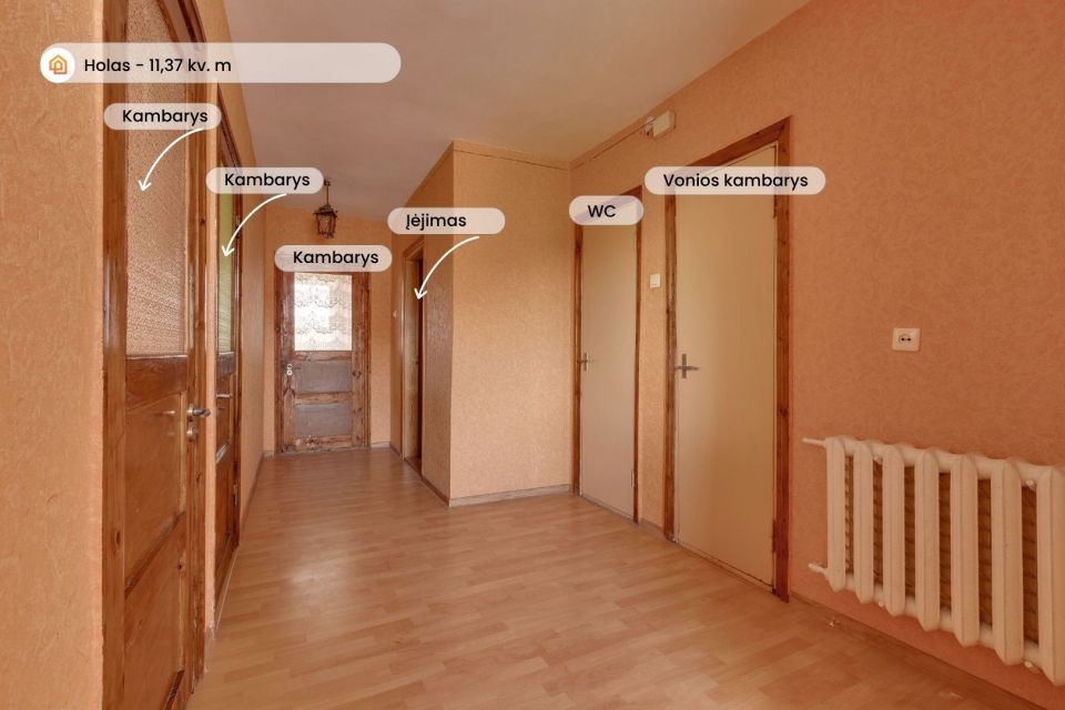Parduodama mūrinio namo dalis (II auk&scaron;tas) su sklypo dalimi Tel&scaron;iuose, Melioratorių g. 47