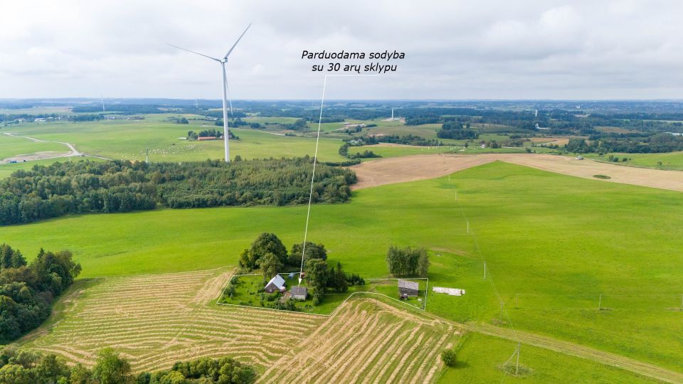 Parduodama nuošali sodyba-vienkiemis su 30 arų sklypu, Kelmės r. Ganyprovos k. 9