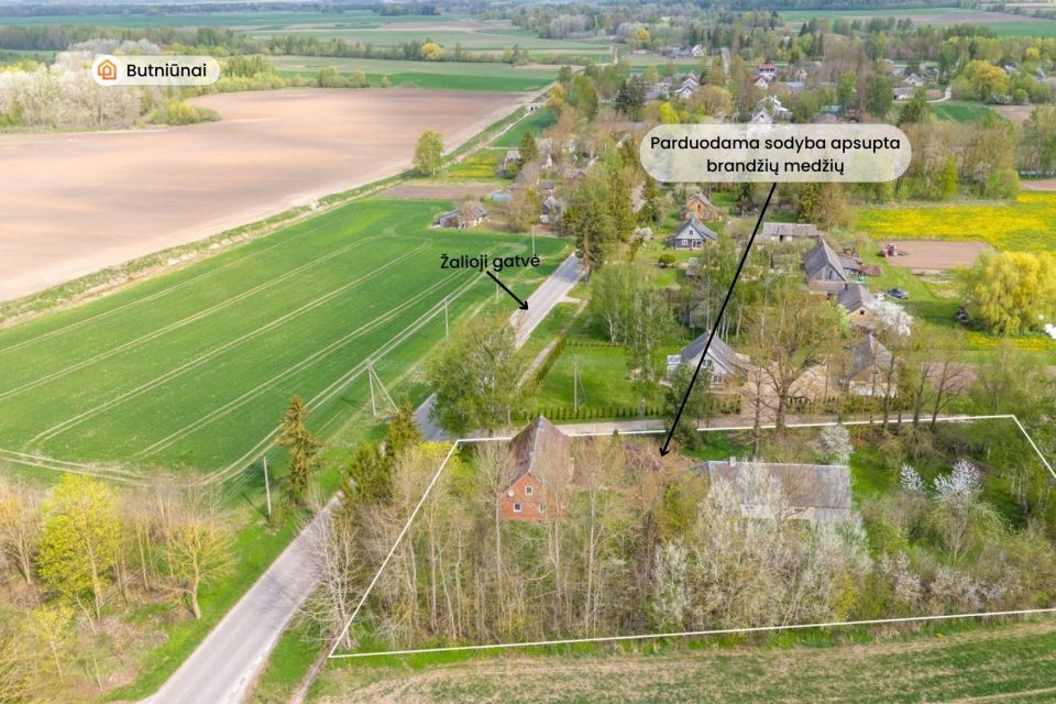 Parduodama sodyba ramioje vietoje, Pakruojo rajone, Butniūnų kaime, Žalioji g. 3