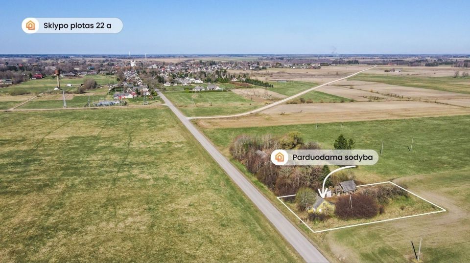 Parduodama sodyba Skuodo rajone, &scaron;alia Mosėdžio miestelio, Miesto Kalni&scaron;kių g. su 22 arų žemės sklypu