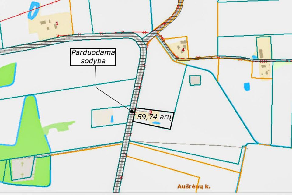 Parduodama sodyba su 59,74 arų namų valdos sklypu Aušrėnų k., Radviliškio r.