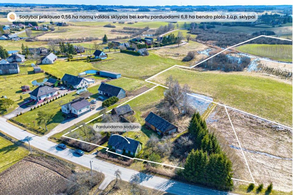 Parduodama sodyba su 7,36 ha bendro ploto sklypais Platelių g. 5, Žemaičių Kalvarijoje, Plungės r.