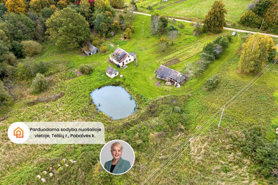 Parduodama sodyba su 81 aro ploto sklypu, Tel&scaron;ių r., Pabalvės k. Vainočių g. 46.