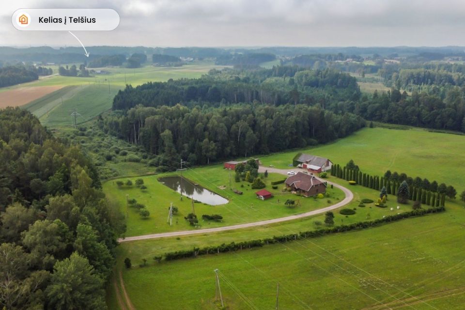 Parduodama sodyba miškų apsuptyje, Telšių r., Sarakų II k. su 3 ha sklypu ir tvenkiniu