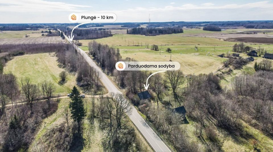 Parduodama sodyba vaizdingoje vietovėje su 4,40 ha sklypu Plungės r., Vydeikių k., Tėvi&scaron;kės g.