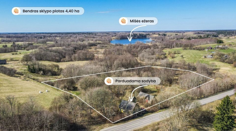 Parduodama sodyba vaizdingoje vietovėje su 4,40 ha sklypu Plungės r., Vydeikių k., Tėvi&scaron;kės g.