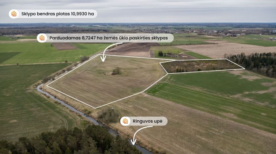 Parduodamas 8,7247 ha žemės ūkio paskirties sklypas Amalių k., &Scaron;iaulių r.