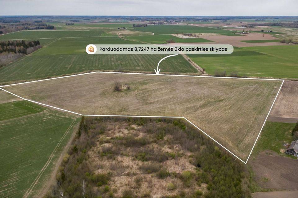 Parduodamas 8,7247 ha žemės ūkio paskirties sklypas Amalių k., &Scaron;iaulių r.