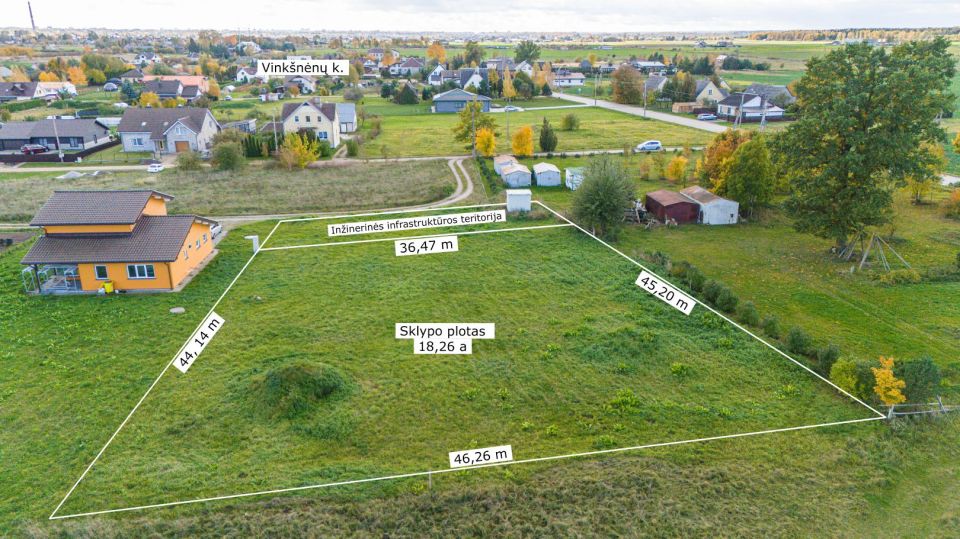 Parduodamas 18,26 arų žemės sklypas Pievų g. 1, Vinkšnėnai, Šiaulių r.