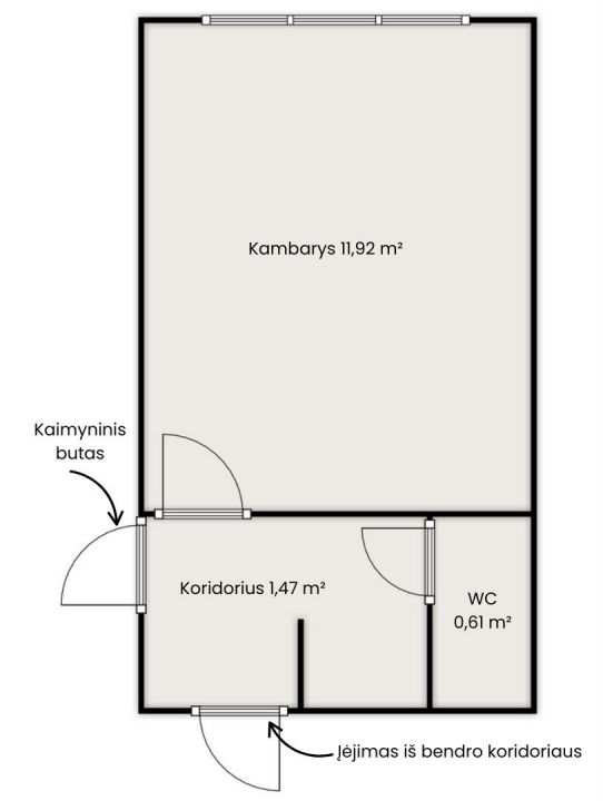 Parduodamas 1 kambario butas Pramonės g. 2, Šiauliuose