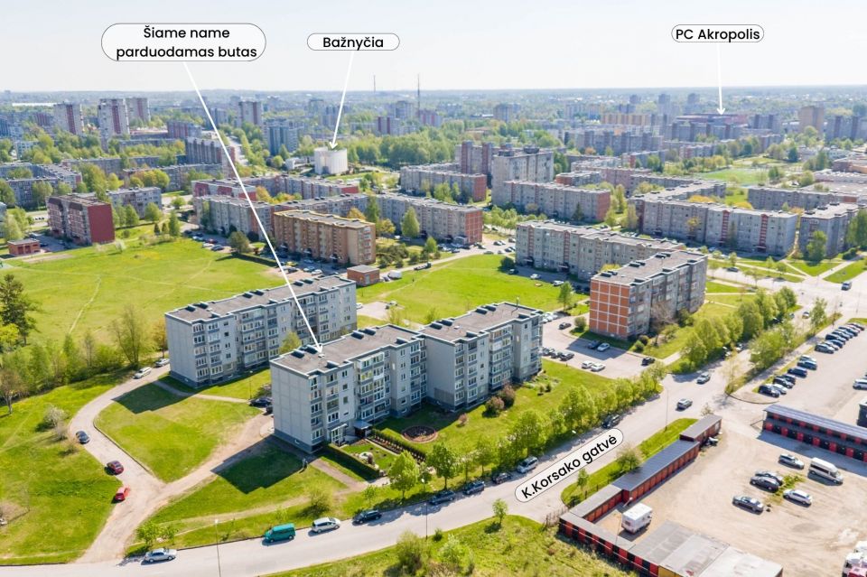 Parduodamas 1 kambario butas &Scaron;iauliuose, K.Korsako g. 28
