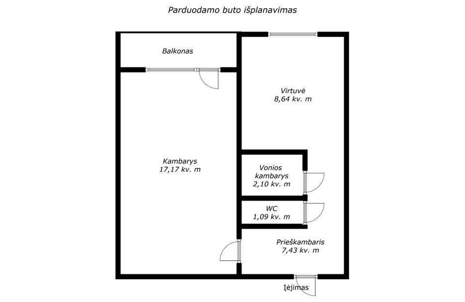 Parduodamas 1 kambario butas (su balkonu) Gytarių g. 11, &Scaron;iauliuose.