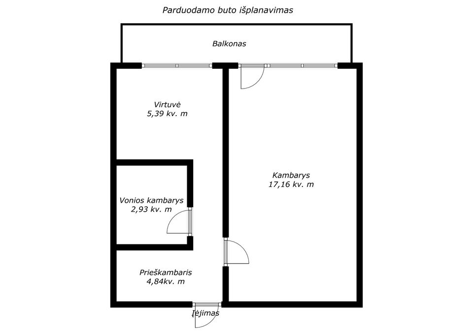 Parduodamas 1 kambario butas (su ilgu balkonu) Auk&scaron;tabalio g. 10, &Scaron;iauliuose.