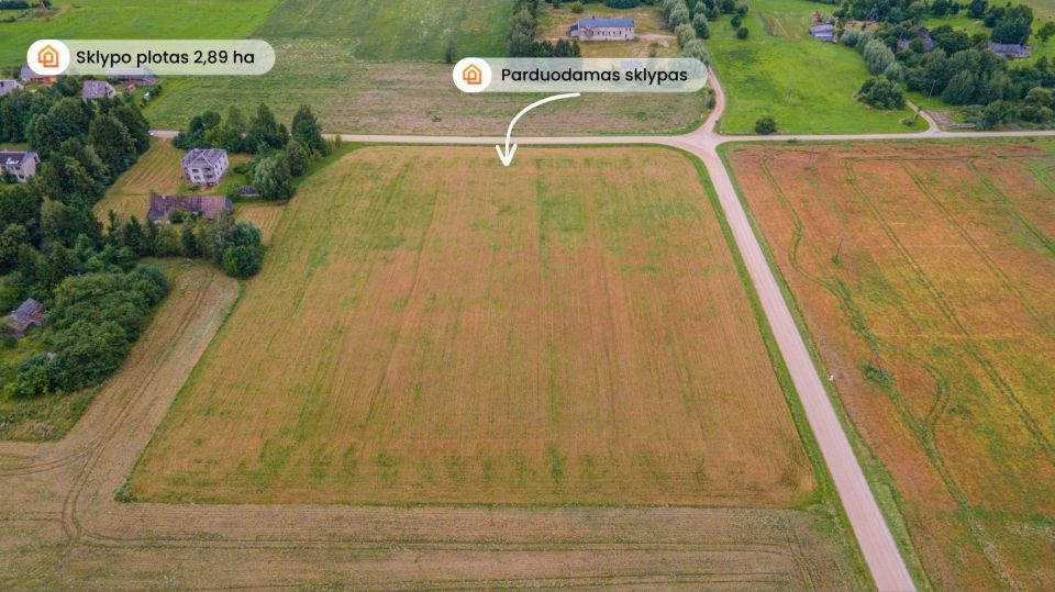 Parduodamas 2,89 ha žemės ūkio paskirties sklypas Augzelių k., Skuodo r.