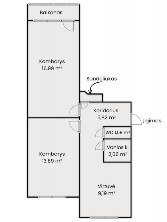 Parduodamas 2 k. butas &Scaron;iauliuose, Krymo g. 24