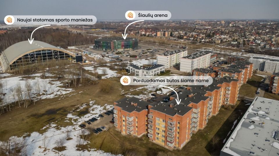 Parduodamas 2 k. butas su i&scaron;pirkta palėpe &scaron;alia Dainų parko, Pauk&scaron;čių tak. 15, &Scaron;iauliuose