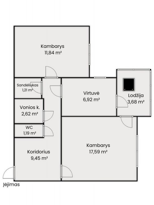 Parduodamas 2 k. butas su i&scaron;pirkta palėpe &scaron;alia Dainų parko, Pauk&scaron;čių tak. 15, &Scaron;iauliuose