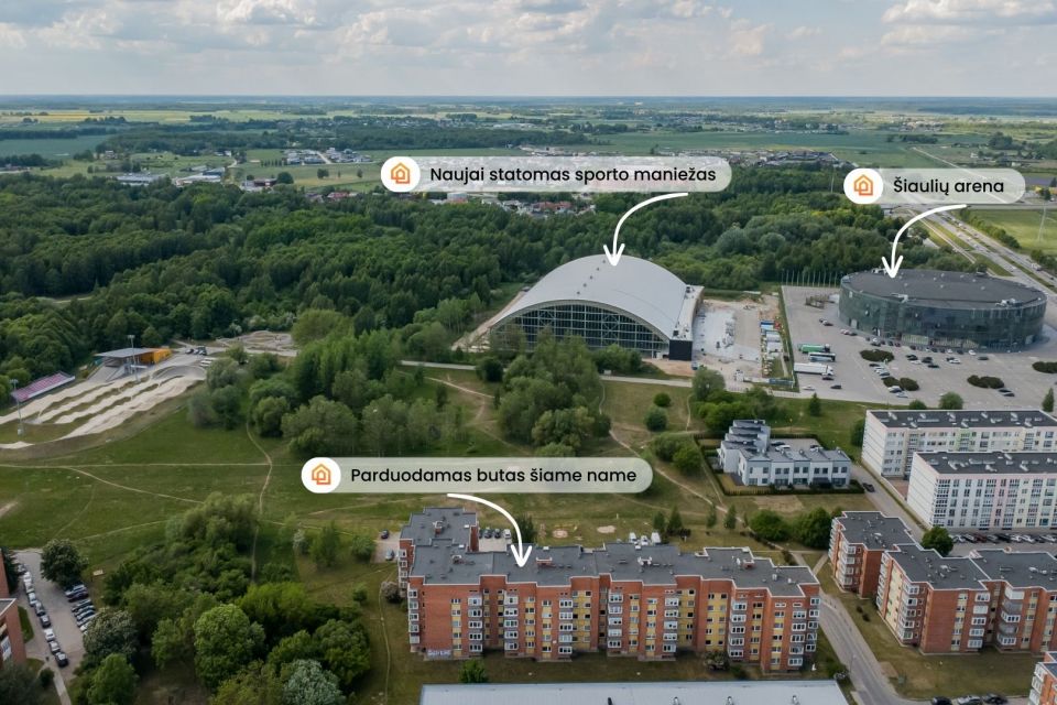 Parduodamas 2 k. butas su i&scaron;pirkta palėpe &scaron;alia Dainų parko, Pauk&scaron;čių tak. 15, &Scaron;iauliuose