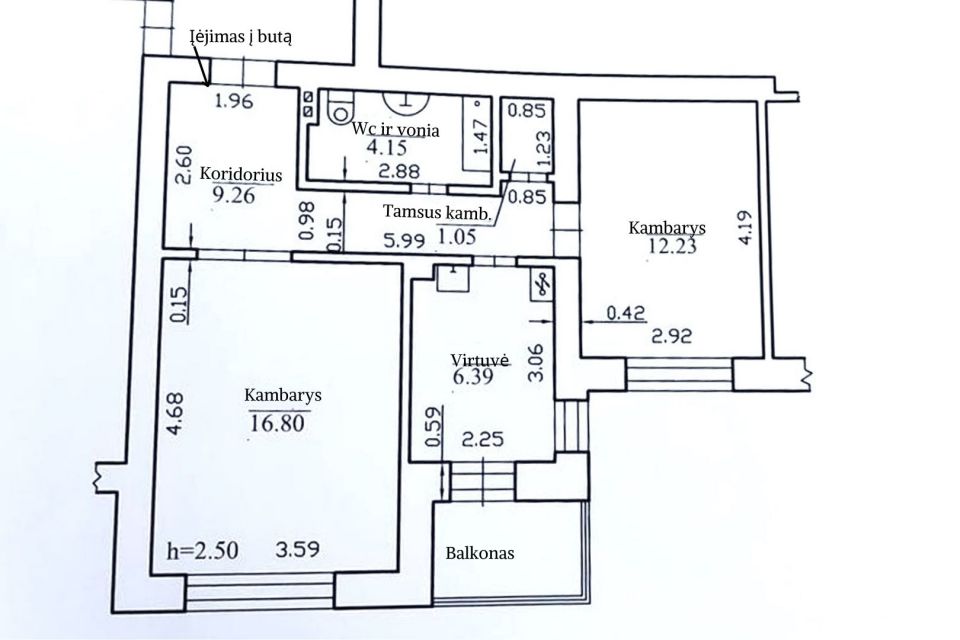 Parduodamas 2 kamb. butas, Partizanų g., Kaune