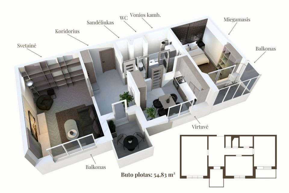 Parduodamas 2 kambarių butas 2 - ame auk&scaron;te, Laukininkų g. 38, Klaipėdoje