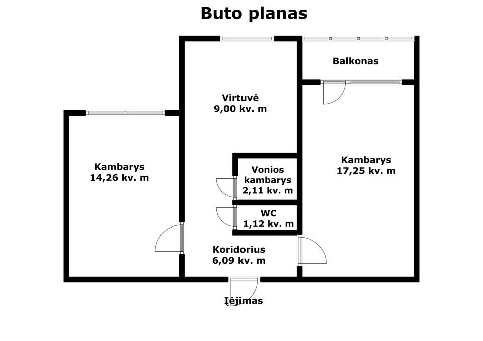 Parduodamas 2 kambarių butas 2 - ame auk&scaron;te, Radvili&scaron;kyje, V. Kudirkos g.