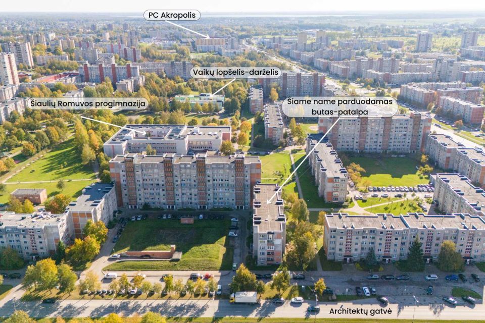 Parduodamas 2 kambarių butas arba patalpos su atskiru įėjimu Architektų g. 4, Šiauliai