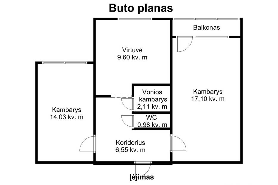 Parduodamas 2 kambarių butas Dainų g., Šiauliuose