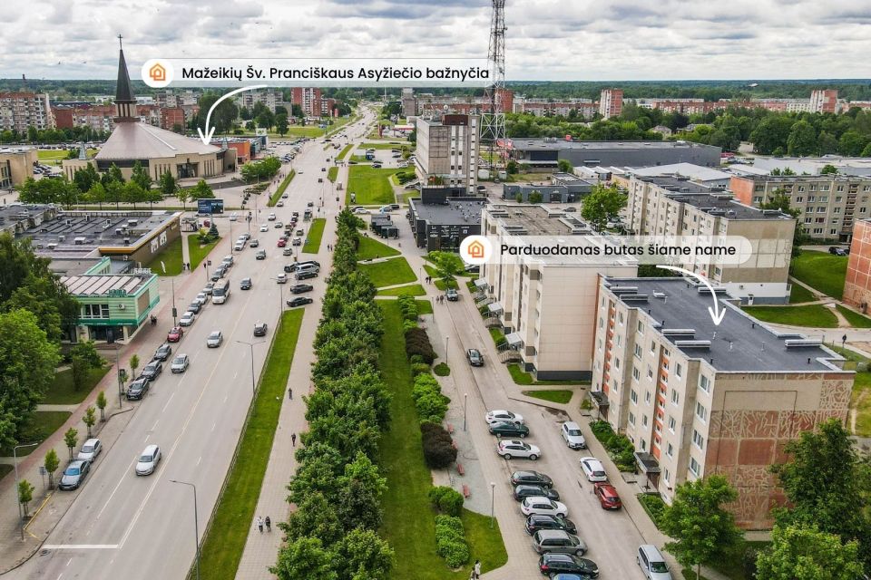 Parduodamas 2 kambarių butas Mažeikių miesto centre, Žemaitijos g. 30