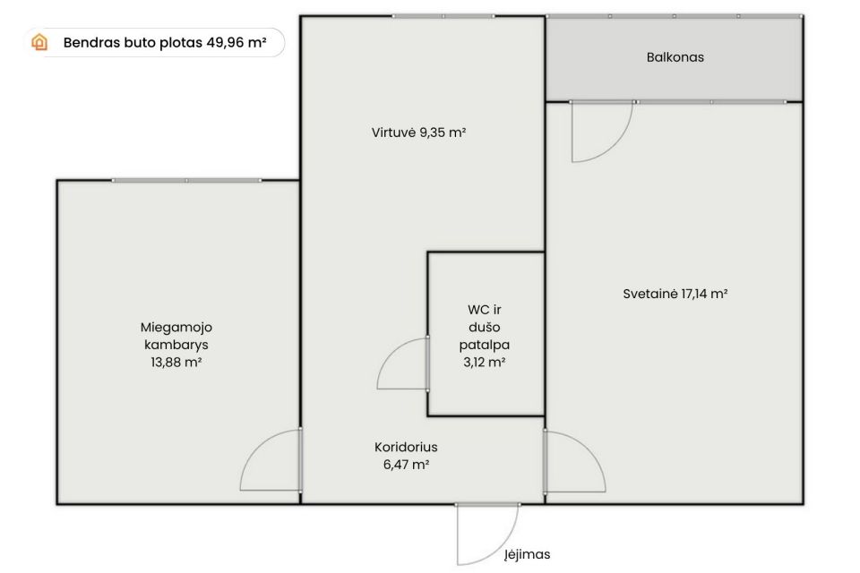 Parduodamas 2 kambarių butas Mažeikių miesto centre, Žemaitijos g. 30