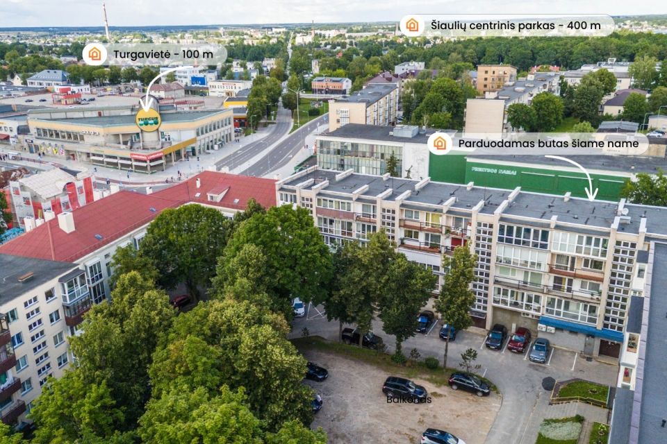 Parduodamas 2 kambarių butas miesto centre, Vilniaus g. 251, &Scaron;iauliuose
