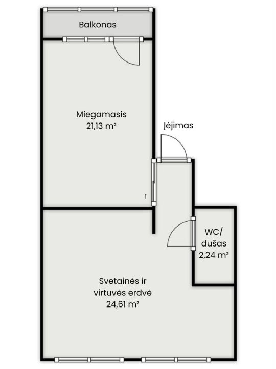 Parduodamas 2 kambarių butas miesto centre, Vilniaus g. 251, &Scaron;iauliuose