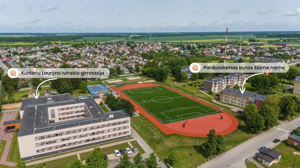 Parduodamas 2 kambarių butas mūriniame name, adresu Užmiesčio g. 1A, Kuršėnuose