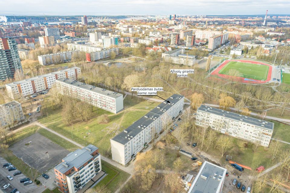 Parduodamas 2 kambarių butas su vaizdu į Ąžuolų giraitės parką, Kauno g., Klaipėdoje.