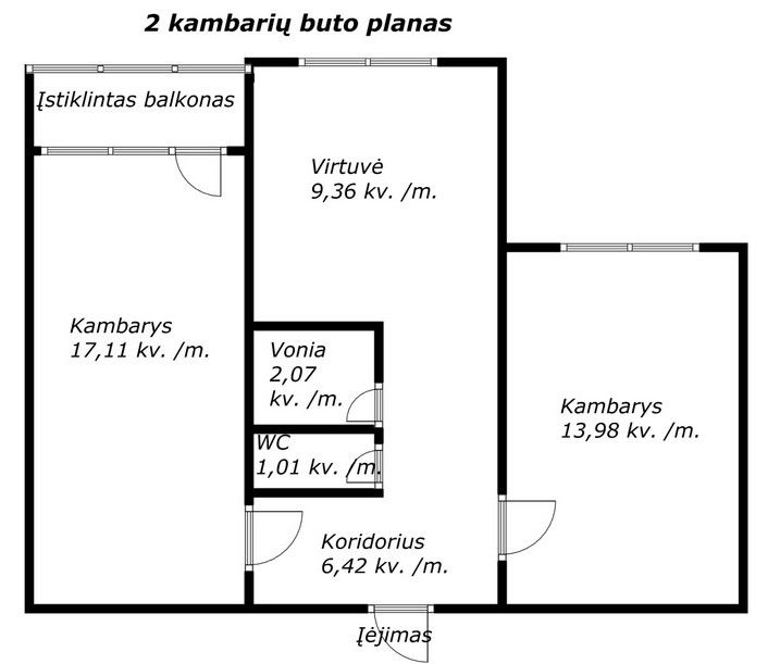 Parduodamas 2 kambarių butas Šiauliuose, Architektų g. 12