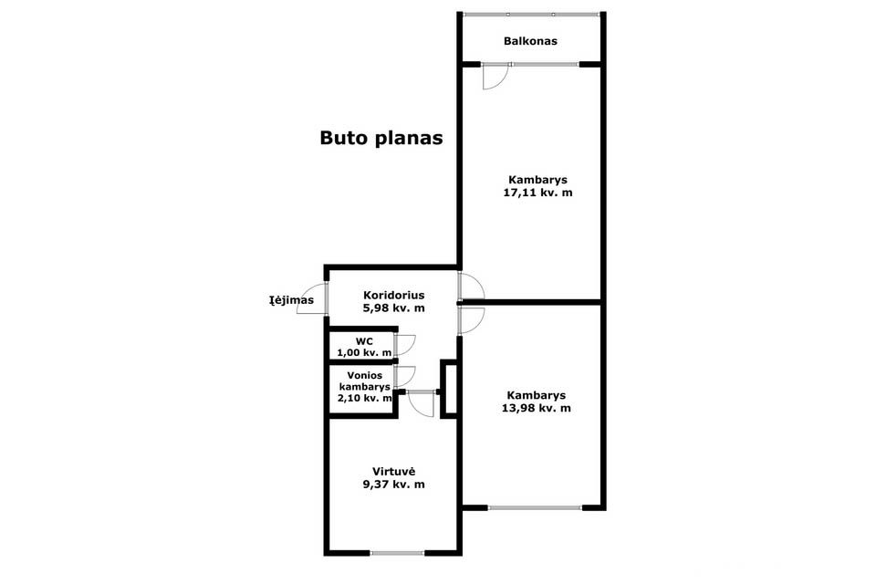 Parduodamas 2 kambarių butas &Scaron;iauliuose, Gegužių g.