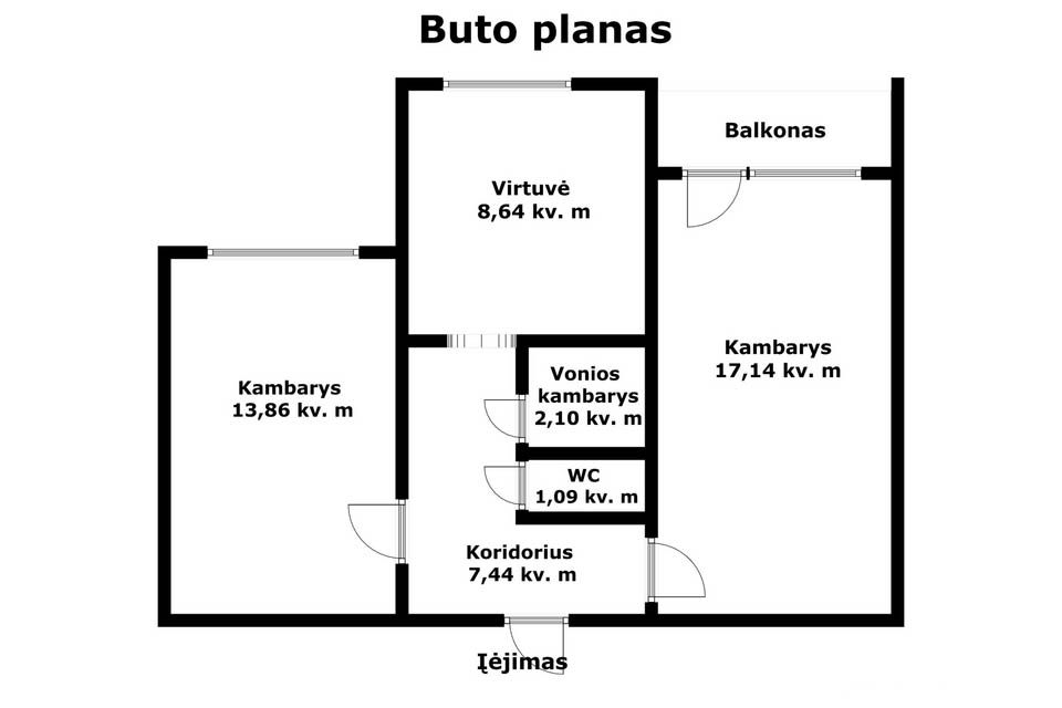 Parduodamas 2 kambarių butas &Scaron;iauliuose, Gytarių g.