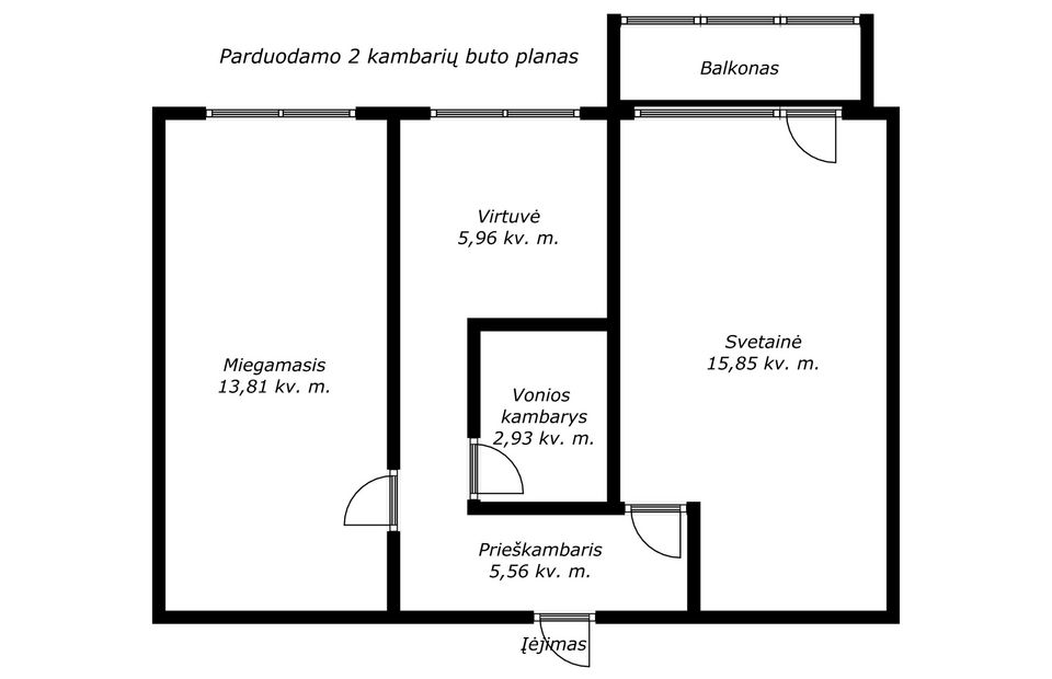 Parduodamas 2 kambarių butas &Scaron;iauliuose, S. Dariaus ir S. Girėno g. 14.