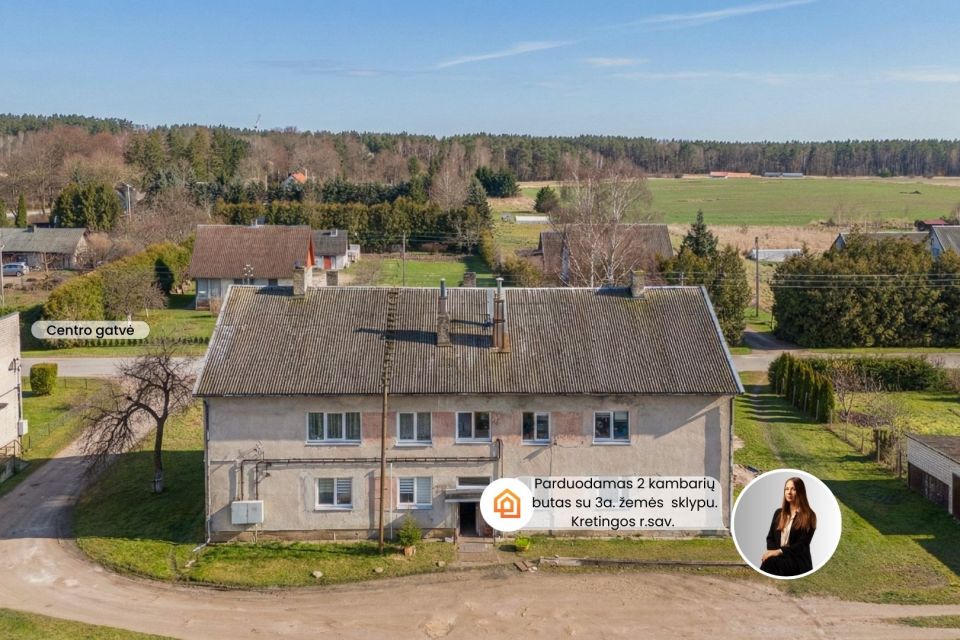 Parduodamas 2 kambarių butas su 3 arų žemės sklypu Kretingos raj.sav. Vydmantų sen. Pry&scaron;mančių k., Centro g.