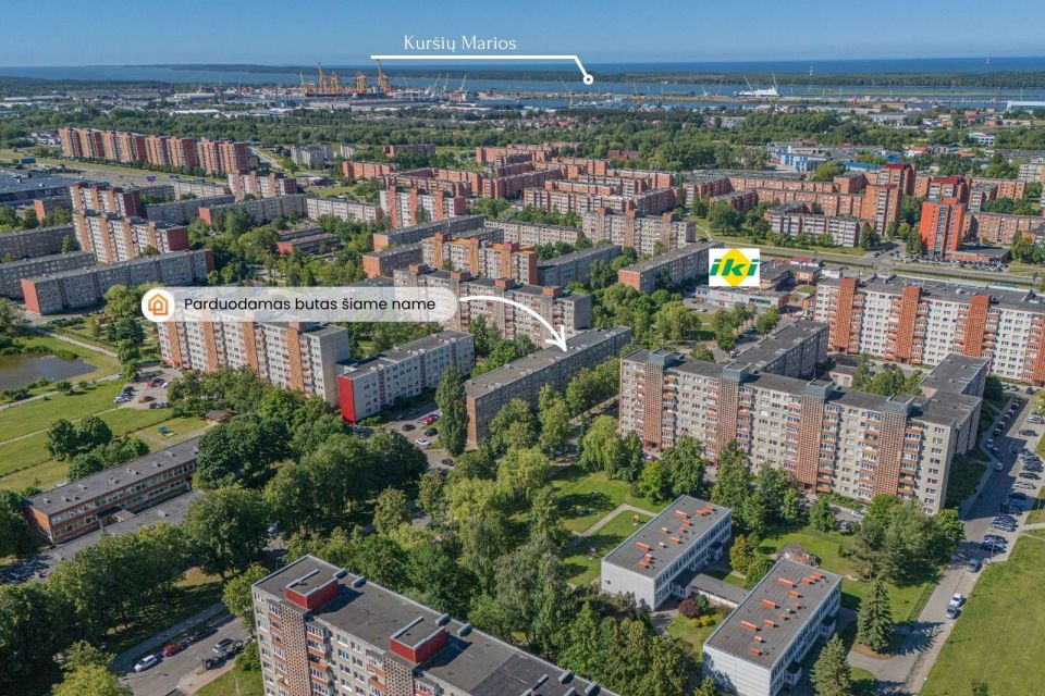Parduodamas 2 kambarių butas su balkonu 1-jame aukšte, Žardininkų g. 21, Klaipėdoje