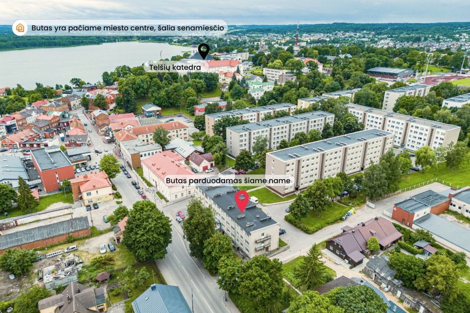 Parduodamas 2 kambarių butas su bendro naudojimosi patalpomis, Kęstučio g. 21, Tel&scaron;iuose
