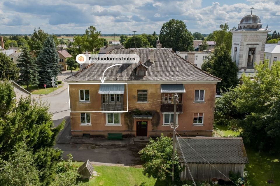 Parduodamas 2 kambarių butas Vabalninko centre, Žolinės a. 17, &scaron;alia bažnyčios