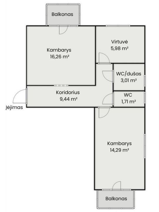 Parduodamas 2 kambarių butas Vabalninko centre, Žolinės a. 17, &scaron;alia bažnyčios