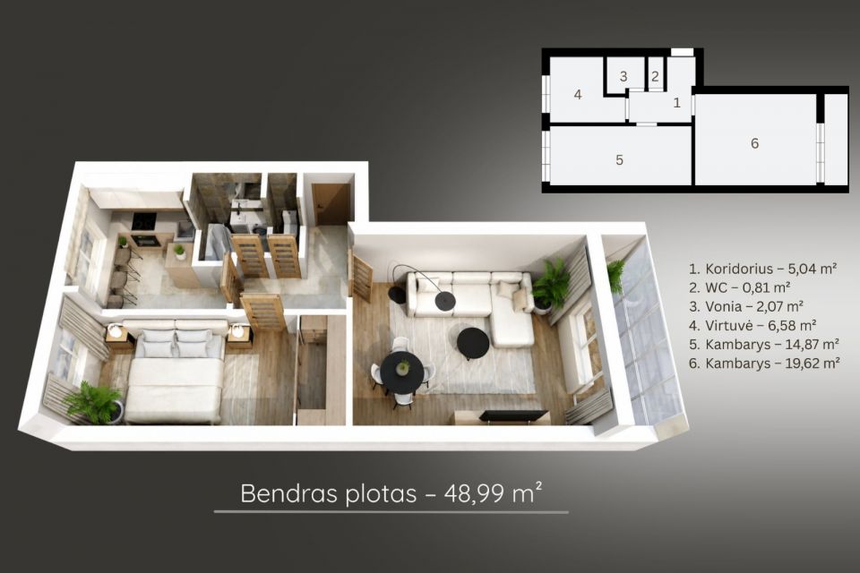 Parduodamas &scaron;viesus ir jaukus 2 kambarių butas Klaipėdoje, Panevėžio g. 9 - su pilnai i&scaron;mokėta renovacija!