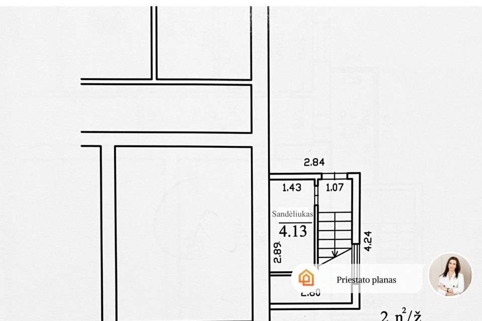 Parduodamas 3-jų kambarių butas, su individualiu įėjimu. Vilniaus g. 94, Molėtai