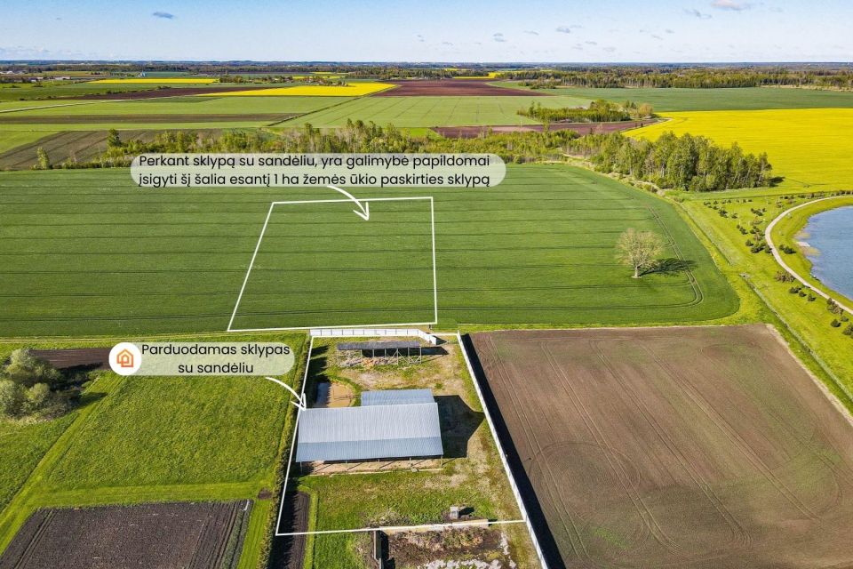 Parduodamas 32,72 arų sklypas su 398,54 kv. m ploto sandėliu – angaru Vaikų g. 13, Naisių k., Šiaulių r.