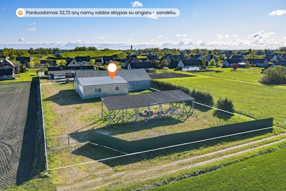 Parduodamas 32,72 arų sklypas su 398,54 kv. m ploto sandėliu – angaru Vaikų g. 13, Naisių k., Šiaulių r.